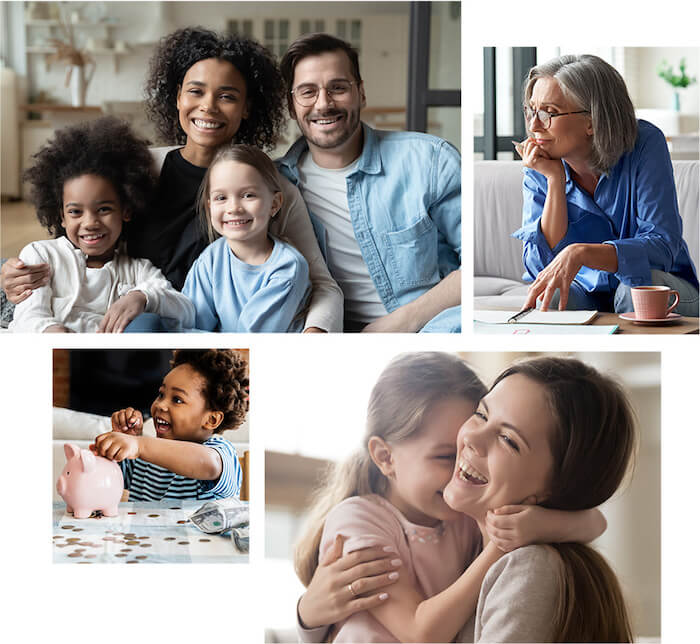 Families individuals small collage
